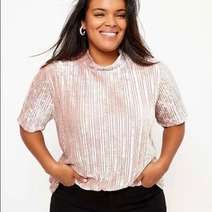 Loft m Pink Velour Mock Neck Top Bouse